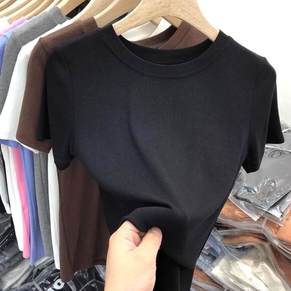 L, X, XXL BLACK CREW NECK SHORT SLEEVED TEE SHIRT 100% VISCOSE VERY SOFT - Picture 1 of 1